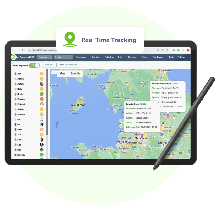 Real-time Tracking of Job phase and Engineers